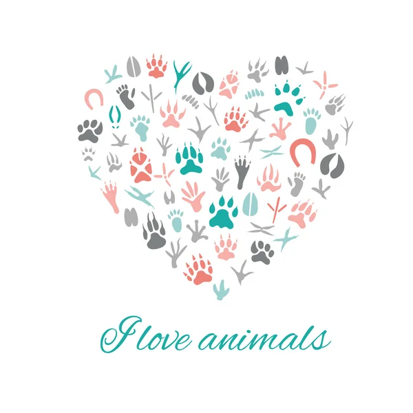 I love animals, kalp. — Stok Vektör