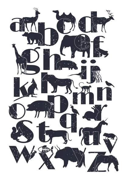 Dierentuin alfabet met tekenfilm dieren — Stockvector