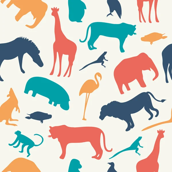 Animals silhouette seamless pattern. — Stock Vector