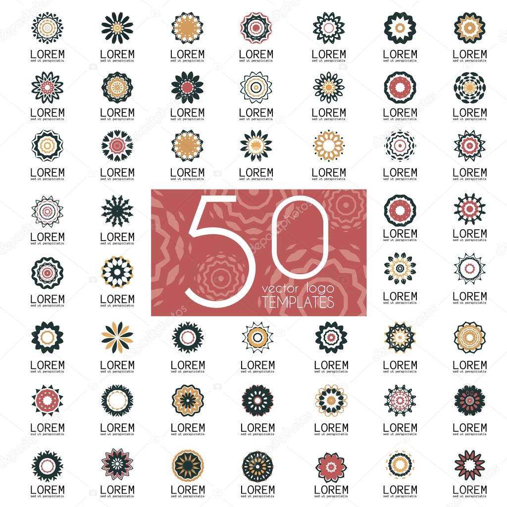 Geometric circular ornament set. Isolated vector mandalas. Perfect set for any kind of design, logo, wedding, birthday and other holiday, kaleidoscope, medallion, yoga, india, arabic