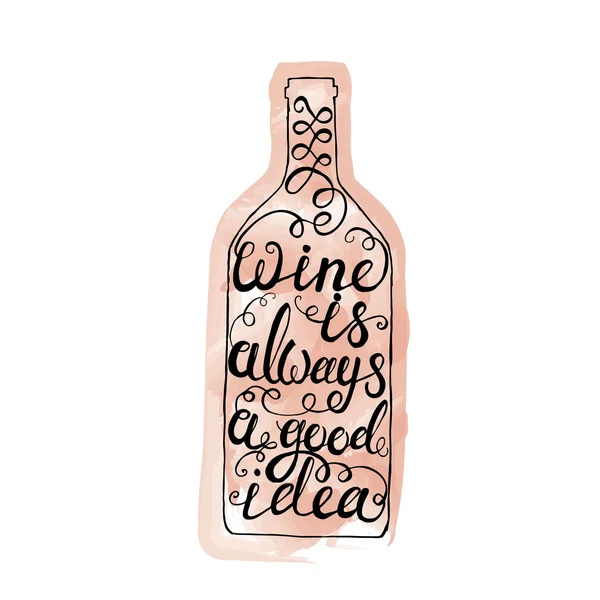 Wein ist immer eine gute Idee. Flasche — Stockvektor