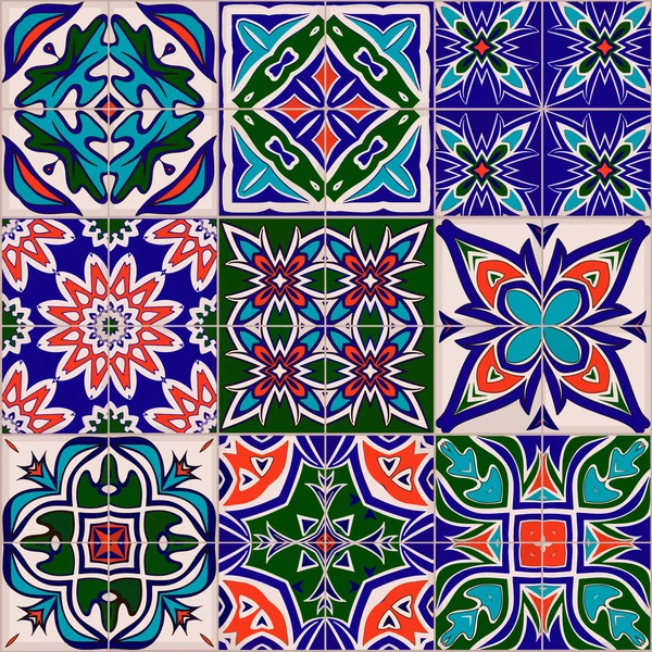 Sorunsuz patchwork desen, fayans, süs eşyaları — Stok Vektör