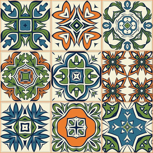 Sorunsuz patchwork desen, fayans, süs eşyaları — Stok Vektör