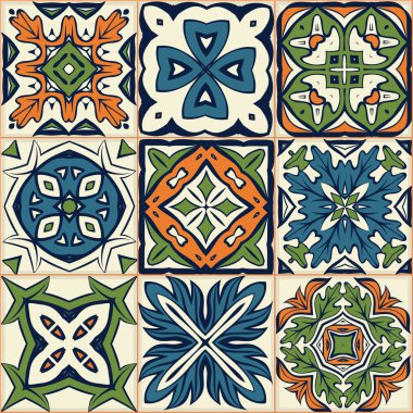Sorunsuz patchwork desen, fayans, süs eşyaları