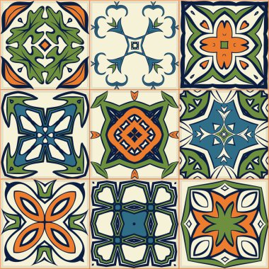 Sorunsuz patchwork desen, fayans, süs eşyaları