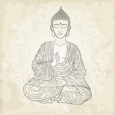 Buda illüstrasyon oturan