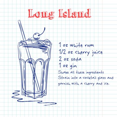 Long Island kokteyl tarifi de dahil olmak üzere,