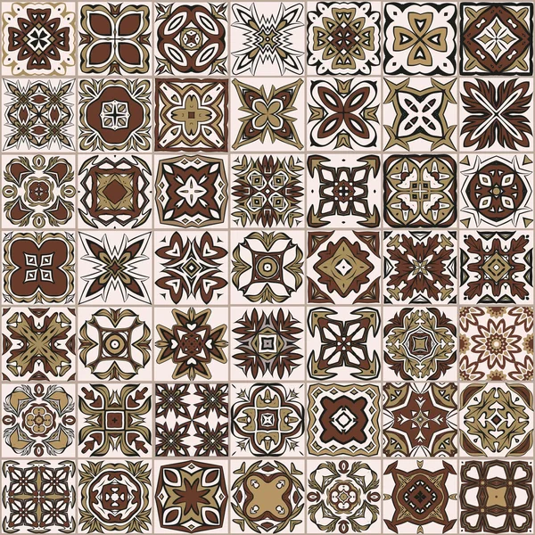 Patrón de mosaico sin costura, azulejos, adornos — Archivo Imágenes Vectoriales