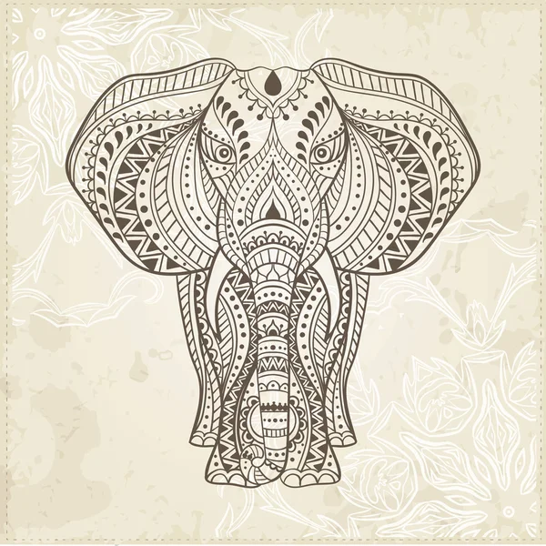 Éléphant indien ethnique — Image vectorielle