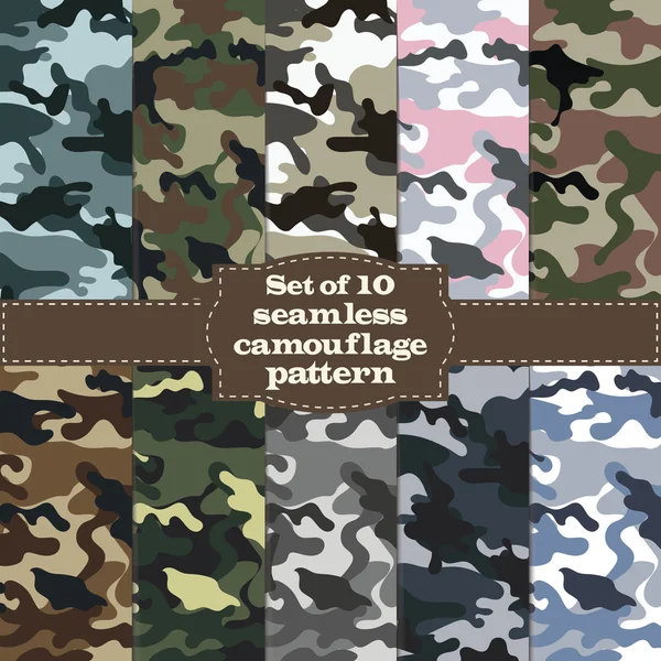 Seamless set of camouflage patterns — Stock Vector