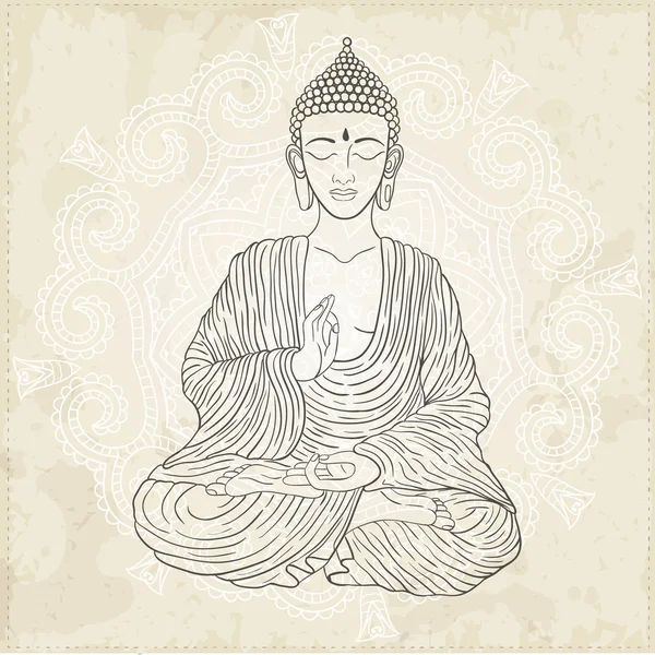 Ilustración de Buda sentado — Vector de stock