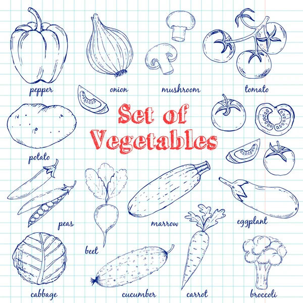Conjunto de Verduras para menús de diseño — Vector de stock