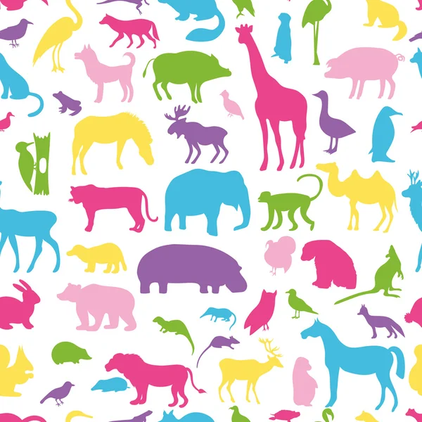 Animals silhouettes seamless pattern. — Stock Vector