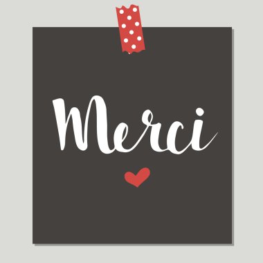 Merci kartı. Elle çizilmiş