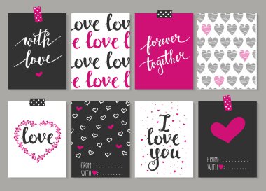 Collection of 8 cards of love design.