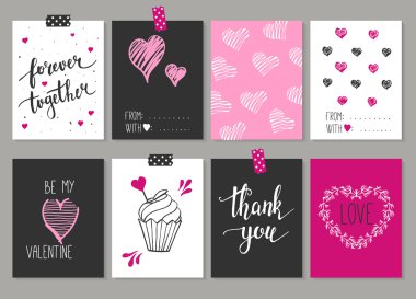 Collection of 8 cards of love design.