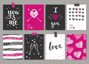 Collection of 8 cards of love design.