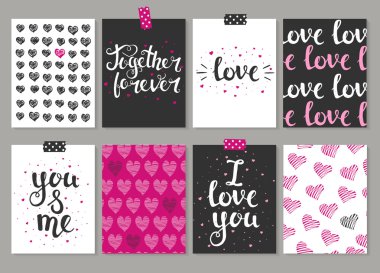 Collection of 8 cards of love design.