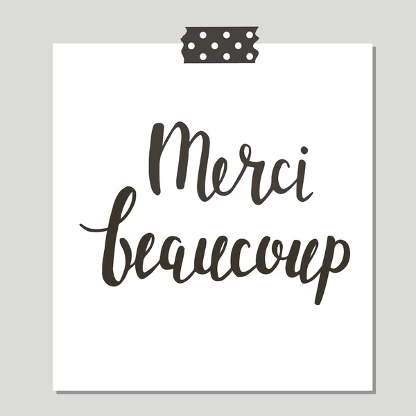 Merci kártya - kefe betűk. — Stock Vector