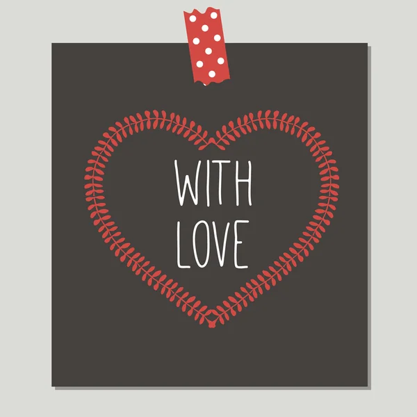 Χαριτωμένο σχέδιο καρτών με αγάπη και καρδιά — Διανυσματικό Αρχείο