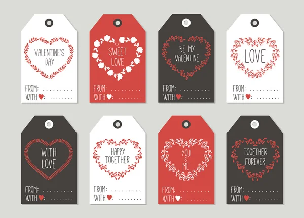 Aftelkalender voor Valentijnsdag Gift tags set — Stockvector