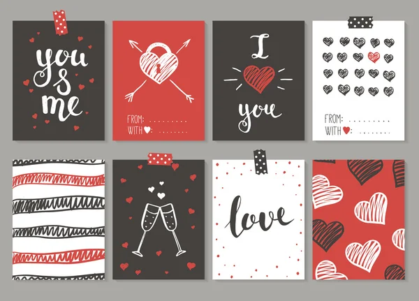 Love tasarım kartları koleksiyonu. — Stok Vektör