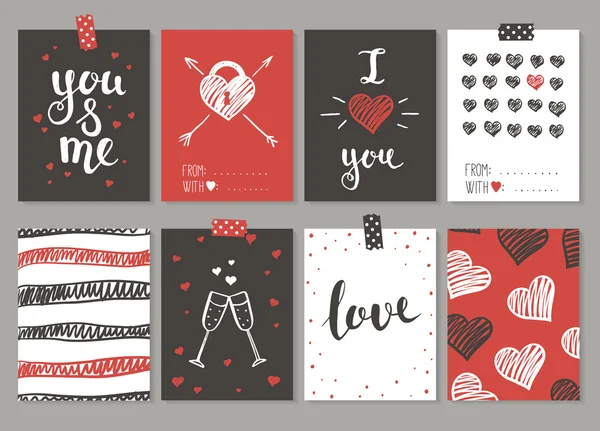 Colección de tarjetas de diseño de amor . — Vector de stock