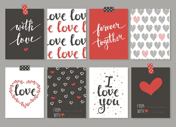 Συλλογή από κάρτες αγάπης σχεδιασμού. — Διανυσματικό Αρχείο