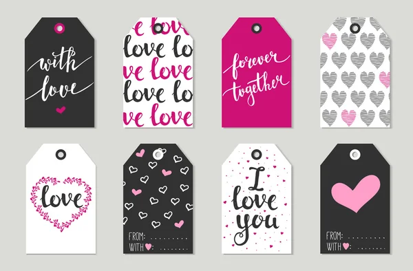 Aftelkalender voor Valentijnsdag Gift tags set — Stockvector