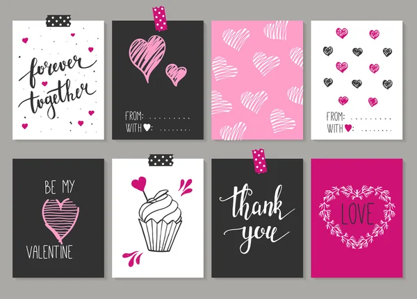 Collection of 8 cards of love design. — Stock Vector