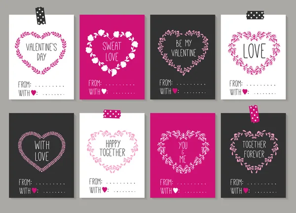 Collection of 8 cards of love design. — Stockvector