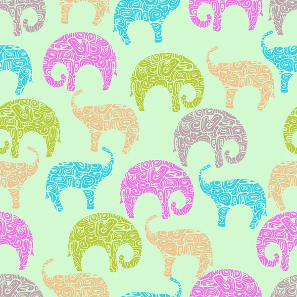 Sömlös vektor mönster med elefanter. — Stock vektor