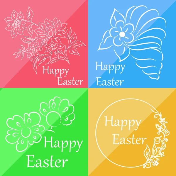 Ensemble de quatre cartes qui peuvent être utilisées pour féliciter Pâques — Image vectorielle