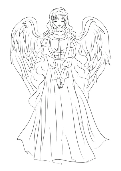 Illustration d'un ange dans un humble style de croquis. Il peut être utilisé — Image vectorielle