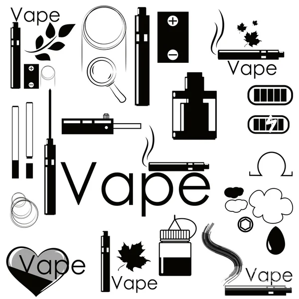 Set stickers and accessories for vaping — Stock Vector