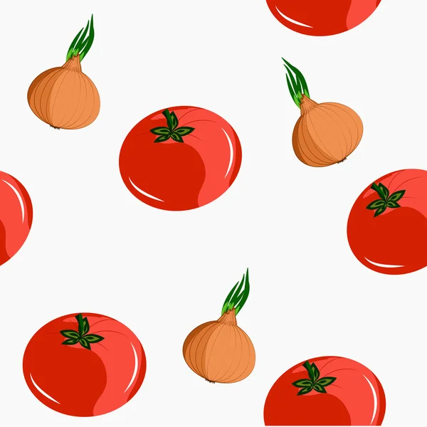 Sin costuras con tomate y cebolla. Se puede utilizar para la decoración ki — Archivo Imágenes Vectoriales