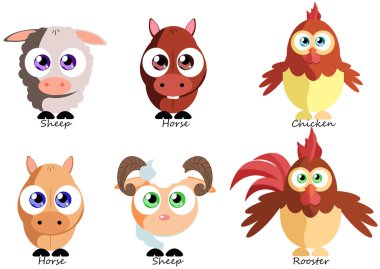 Komik hayvanlar kullanmak çıkartmalar, kitaplar, Oyunlar, Tekstil ve ot ayarla