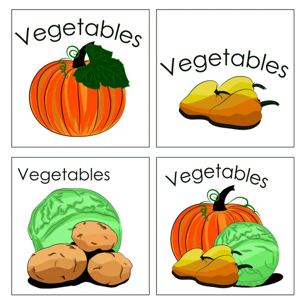Lot d'autocollants de légumes frais. Il peut être utilisé pour la vente veg — Image vectorielle