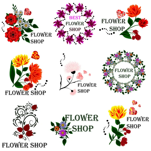Set badges and stickers for the floriculture industry Royalty Free Stock Illustrations