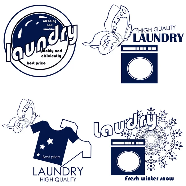 Set of labels badges and laundry Stock Illustration