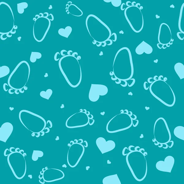 Seamless depicting traces of feet and hearts in a cartoon, child Royalty Free Stock Vectors