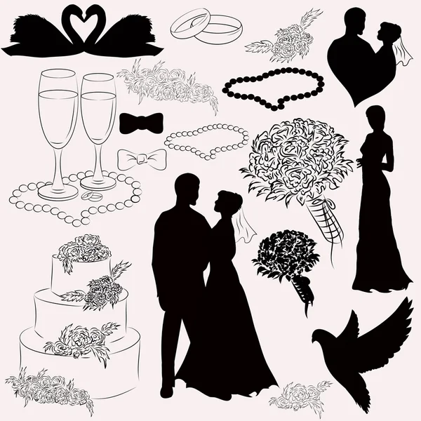 Düğün için set illüstrasyon