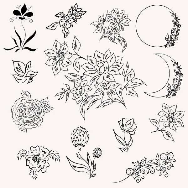 Set de elemente florale — Vector de stoc