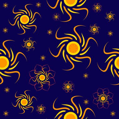 Lotus içinde dekoratif bir altın güneş ile sorunsuz süsleme