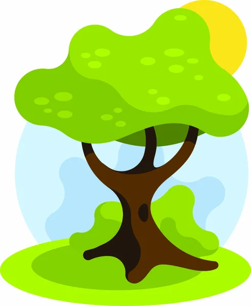 Illustration Vectorielle Une Plante Arbre Vert Avec Ciel Bleu Derrière — Image vectorielle