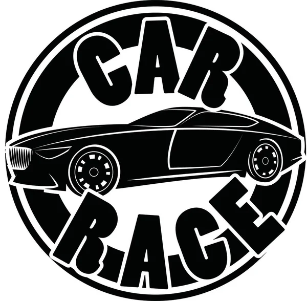Car Race Vector Illustration Black Black Car Racing Logo Label — Stock Vector