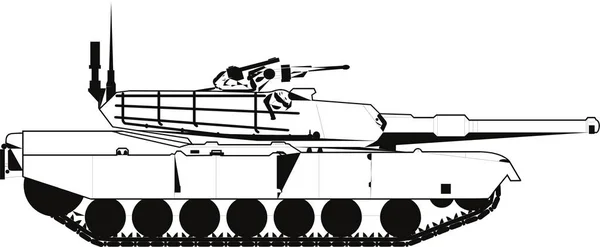 Heavy Military Vehicle Tank Outline Vector Illustration Military Tanker Defence — Stock Vector
