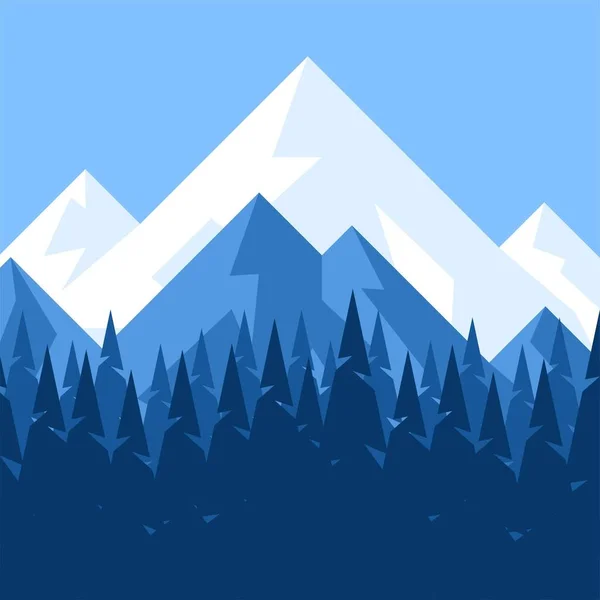 Montagnes Loin Graphique Vectoriel Paysage Montagneux Avec Prairies Alpines Aube — Image vectorielle