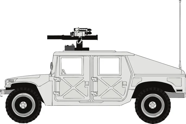 Illustration Vectorielle Véhicule Militaire Hummer Armé Armes Matériel Communication Véhicule Illustration De Stock