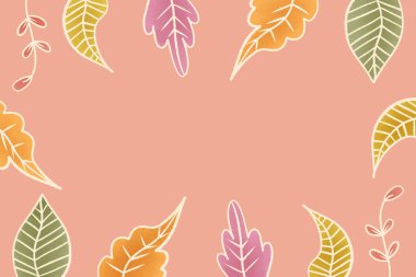 Pembe Renkli Sonbahar Yaprak Çerçevesi, Güzel Sonbahar Davet ve Poster Tasarımı Kenarlığı